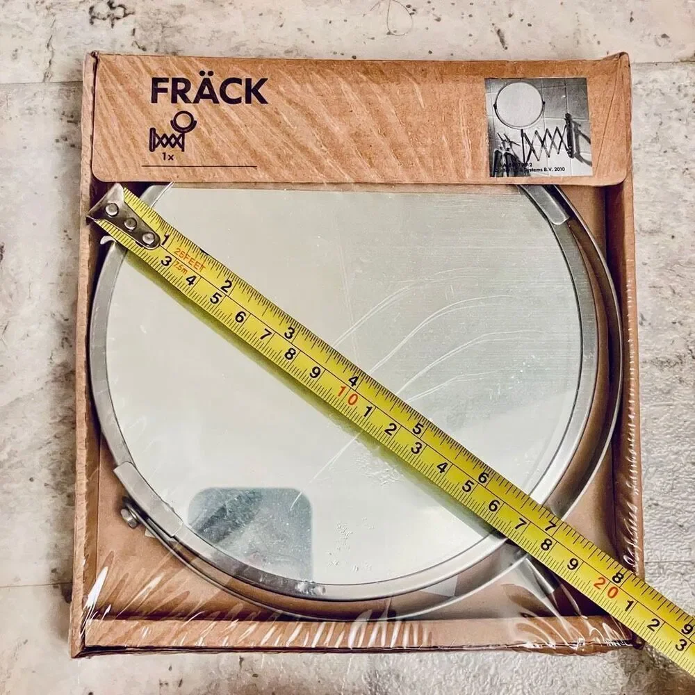 NWT IKEA Frack Wall Mounted Double-Sided Silver Magnify Stainless Steel Mirror